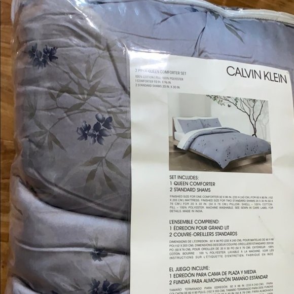 Calvin Klein Bamboo Flower Queen Comforter+2Shams! - Picture 6 of 7
